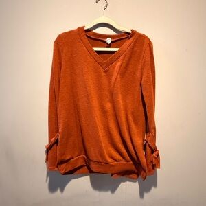 Bellamie Burnt Orange V-Neck Long Sleeve Top